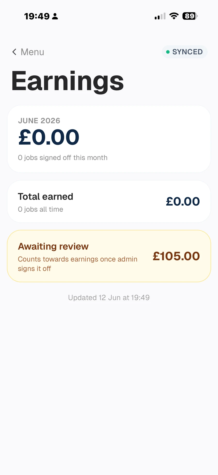 Engineer earnings in the Tutaris app