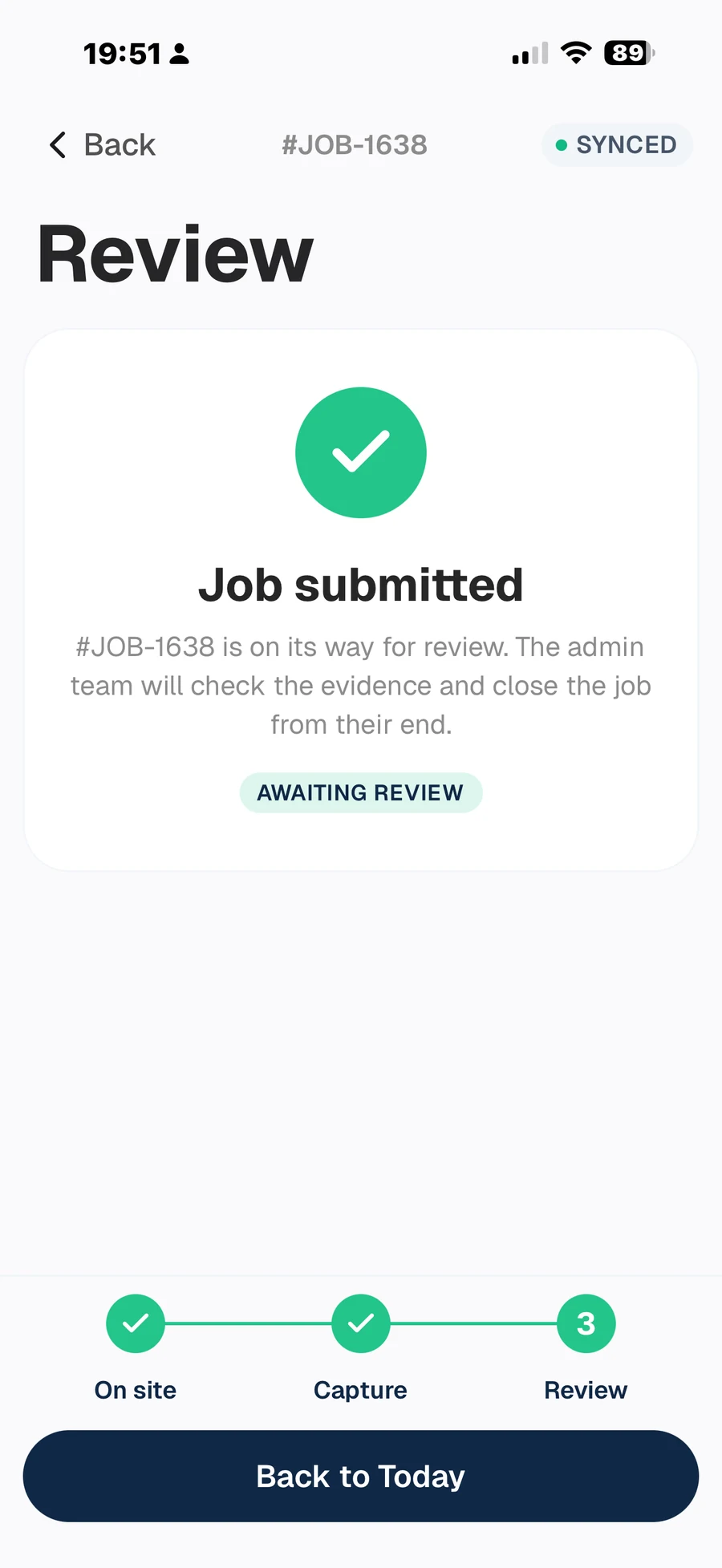 Submit step in the Tutaris app